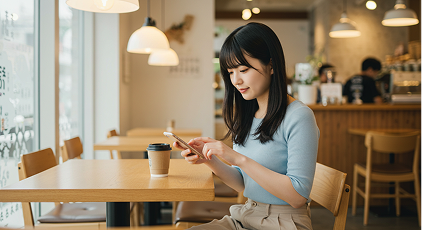 カフェにいる女性