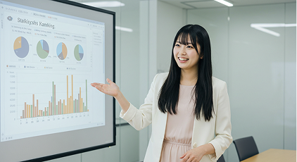 ランキングを提示する女性